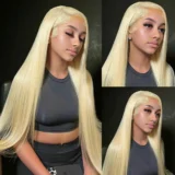 Straight Hair Light Blonde Lace Frontal Human Wigs - Image 1