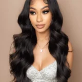 Wavy Black Dark Brown Lace Front Wig Real Hair - Image 2