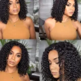 Loose Deep Short Black Lace Frontal Human Hair Wig - Image 1
