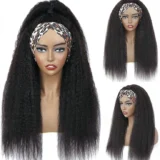 Yaki Kinky Black Human Hair Mechanical Headgear Wig - Image 4