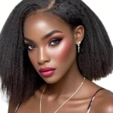 Yaki Kinky Black Short Mechanical Headgear Wig - Image 3