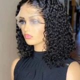 Loose Deep Short Black Lace Frontal Human Hair Wig - Image 2