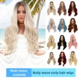 silk full head set long curly hair Wigs chemical fibre - Image 2