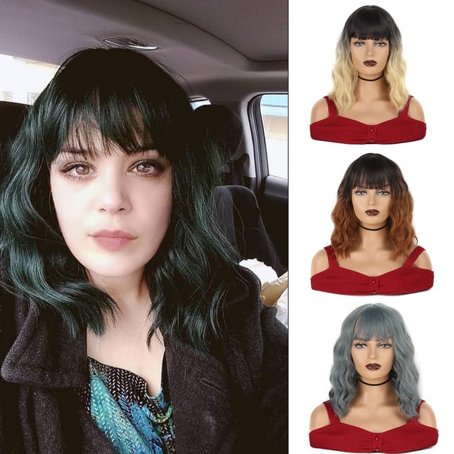 curly wig with bangs