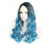 Body Wave Baby Blue Hair Chemical Fibre Gradient wigs - Image 4