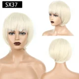 American style wig beige bangs short straight hair - Image 4