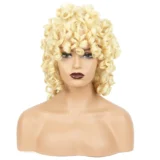 African Spiral Curl Beige Medium Length Hair Wig - Image 3