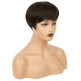 Short head covering wig dark brown short straight hair - Image 4