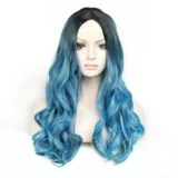 Body Wave Baby Blue Hair Chemical Fibre Gradient wigs - Image 5