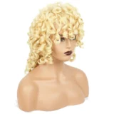 African Spiral Curl Beige Medium Length Hair Wig - Image 4