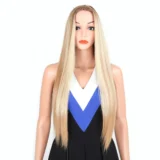 Blonde Gradient Long Straight Wig Chemical Fibre wigs - Image 2