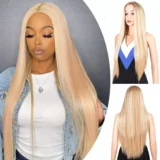 Blonde Gradient Long Straight Wig Chemical Fibre wigs - Image 1