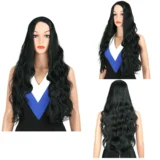 Black Long Hair Big Wave Wig Chemical Fibre - Image 2