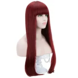 New red wig bangs chemical fibre long hair wig - Image 4