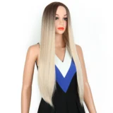 wigs light brown long straight hair gradient wigs - Image 4