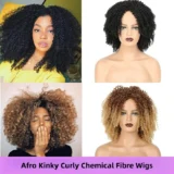 Afro kinky Curly wigs silk black wig small curly hair - Image 6