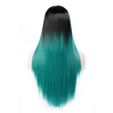 Straight Long Hair Green Chemical Fibre wigs - Image 3