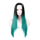 Straight Long Hair Green Chemical Fibre wigs - Image 4
