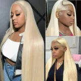 Straight Hair Light Blonde Lace Frontal Human Wigs - Image 2