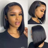 Straight Black Short 13*6 Lace Frontal Human Hair Wigs - Image 4