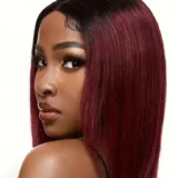 Straight Burgundy Handmade Lace Frontal Human Hair Wigs - Image 4