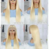 Straight Hair Light Blonde Lace Frontal Human Wigs - Image 4