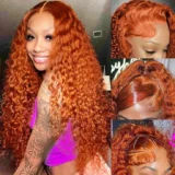 Ginger Orange Loose Deep 13x4 Lace Frontal Wig Human Hair - Image 3
