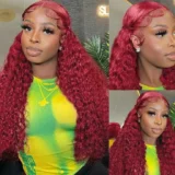 Red Wine Loose Deep Wig Brazilian Hd Lace Frontal Human Hair - Image 5