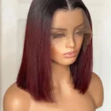 Straight Burgundy Handmade Lace Frontal Human Hair Wigs - Image 6