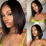 Customizable Short Bob Wig with Bangs - Honey Blonde, 13x6 Lace Frontal - Image 4