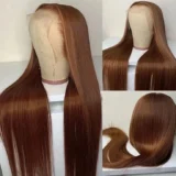 Straight Chocolate Brown Real Hair Lace Front Wigs - Image 6