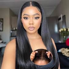 Straight human hair wig glueless